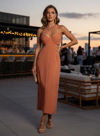 Vestido Midi Cut-Out Alças Finas Terracota - DRESS TO / P