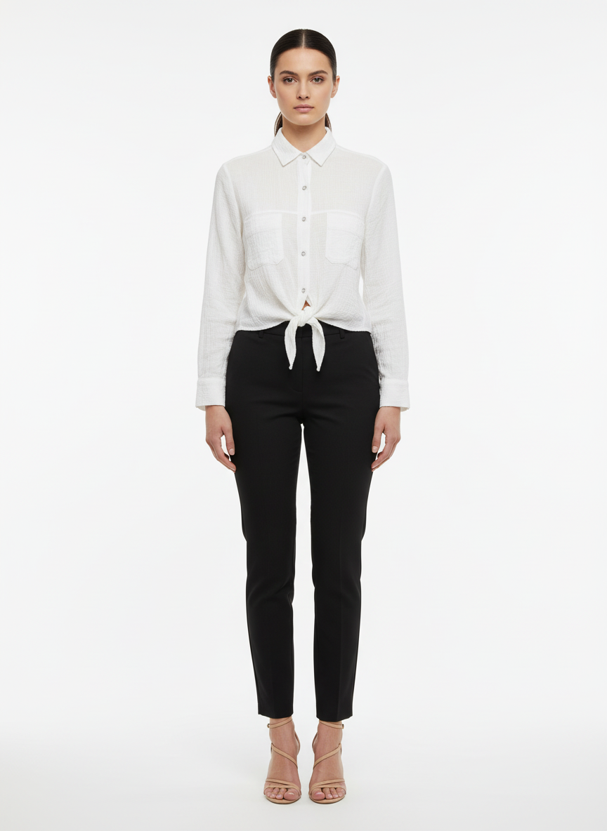 Camisa Cropped Texturizada com Laço - CANAL / P