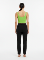 Cropped tricot canelado decote v verde limão - VIVIANE FURRIER | PP