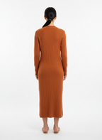 Vestido tricot canelado midi telha - ANSELMI | M