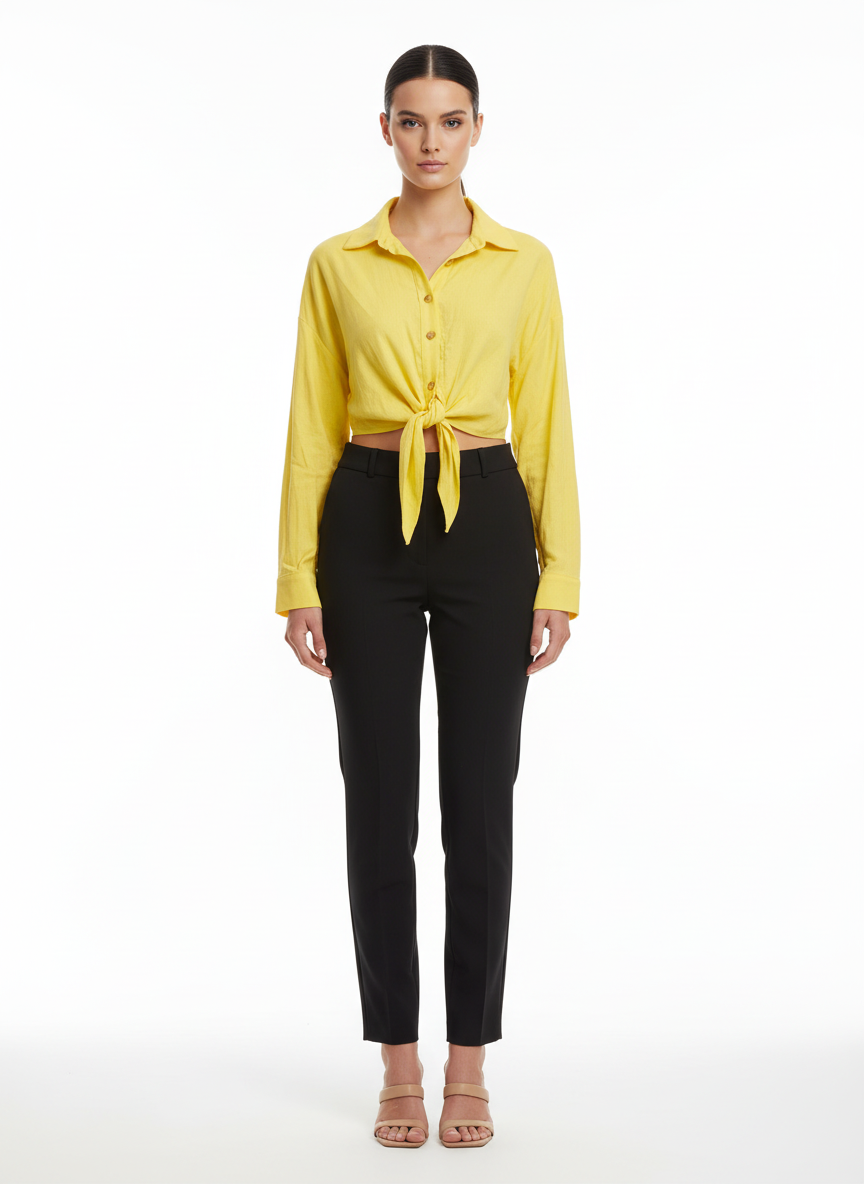 Blusa Cropped Amarelo Lima Amarração - Skazi / P