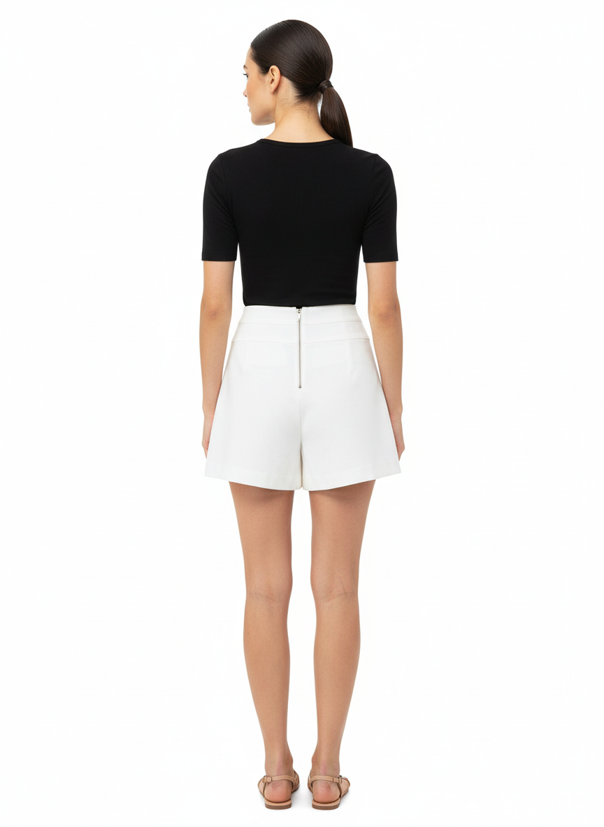 Short Alfaiataria com Detalhe Transpassado Branco - Skunk/38
