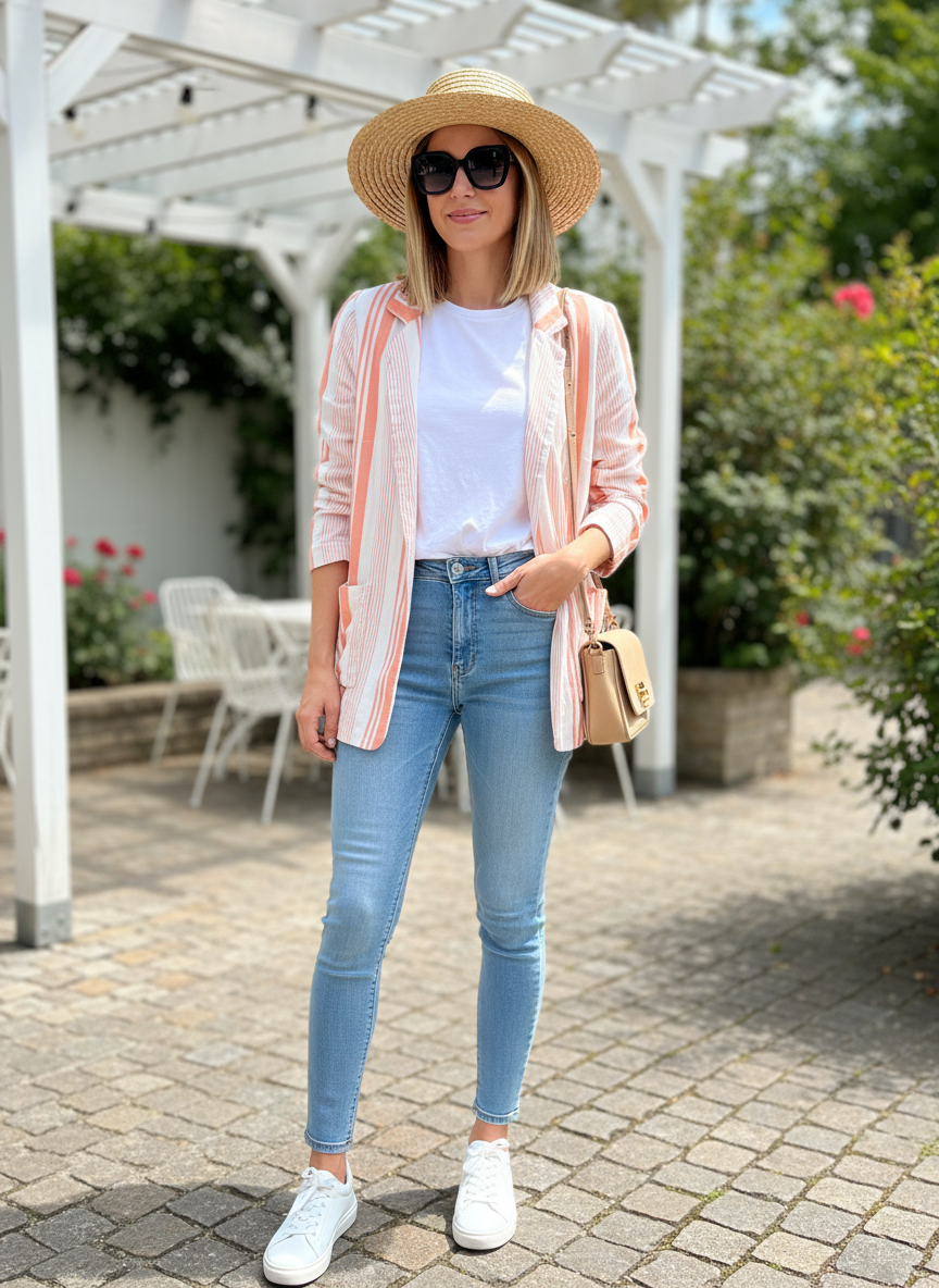 Blazer Listrado Leve Linho - DRESS TO / PP