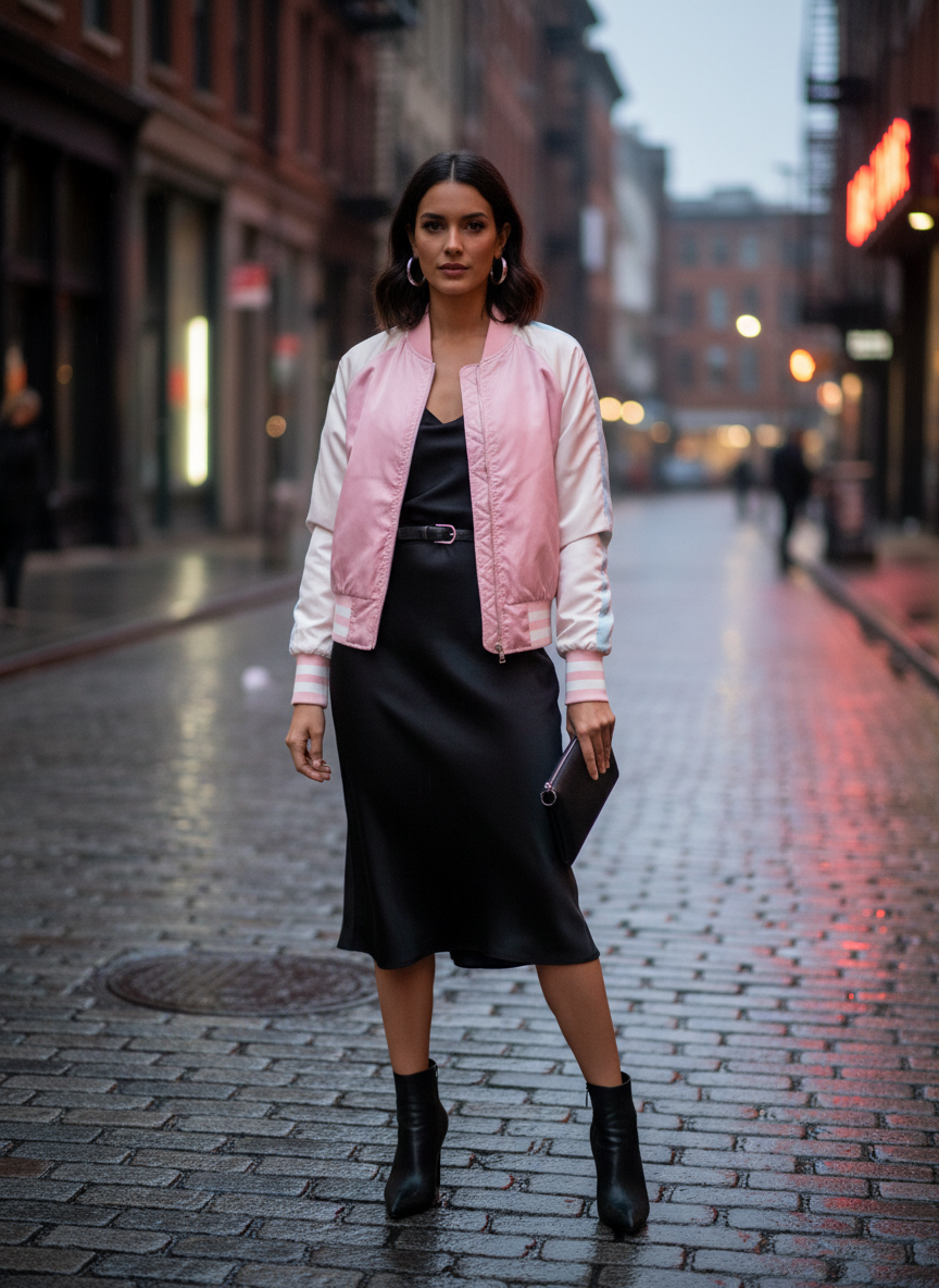 Jaqueta Bomber Cetim Cores Pastéis - LEAN.MODA / G