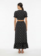 Vestido Midi Poá com Recortes - U