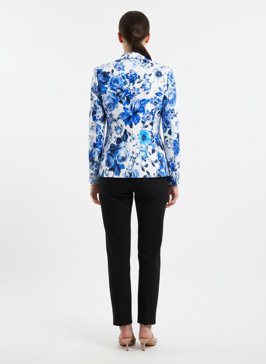 Blazer Floral Elegante Azul e Branco - COLLECTION / 40