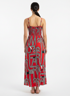 Vestido Longo Estampado com Recortes - FARM / P