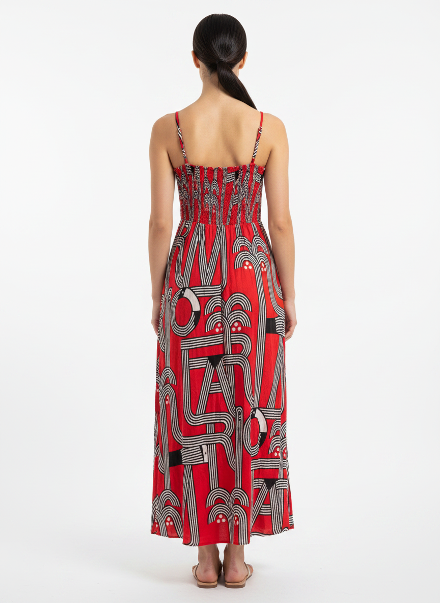 Vestido Longo Estampado com Recortes - FARM / P