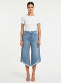 Calça Jeans Culotte Barra Assimétrica Desfiada - DRESS TO / 36
