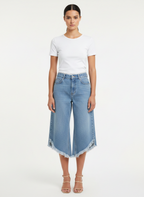 Calça Jeans Culotte Barra Assimétrica Desfiada - DRESS TO / 36