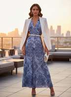 Vestido Longo Estampado Viscose Decote V - DRESS TO / G