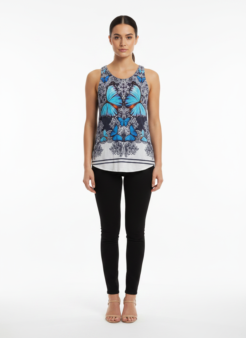 Blusa Regata Borboletas Estampada - FARM / M