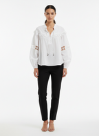 Blusa Algodão Boho Chic com Renda de Estrelas - SKAZI / P