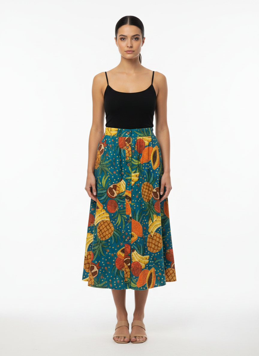 Saia Midi Estampada Frutas Botonê - FARM / P