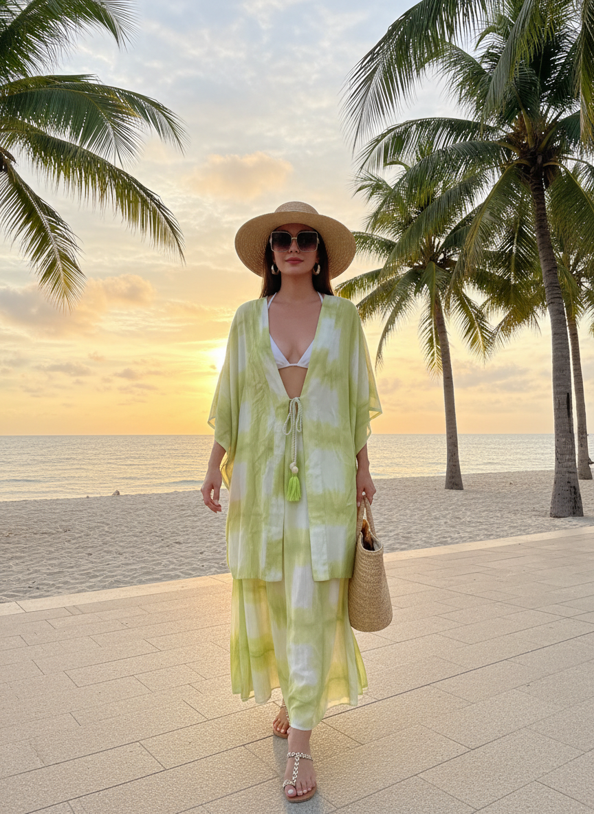 Conjunto Kimono e Maxi Saia Viscose Tie-Dye - DRESS TO / M