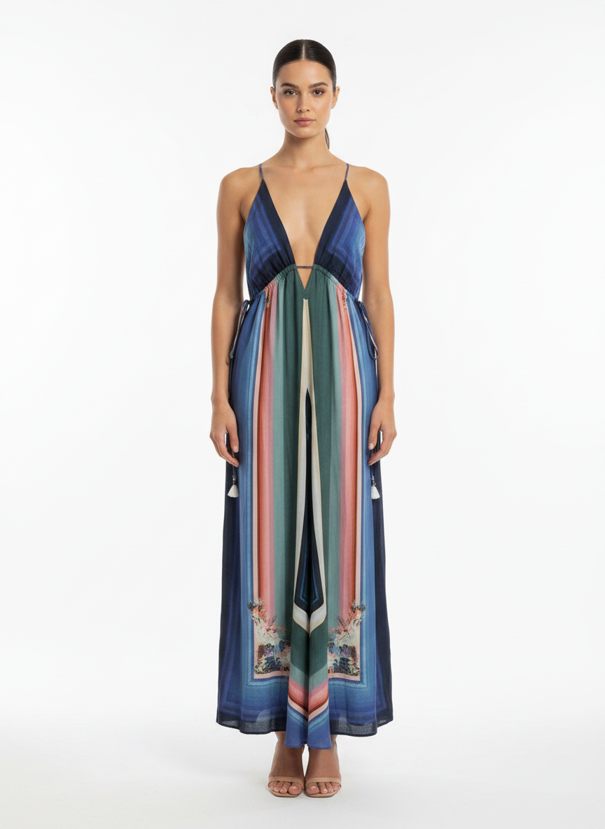 Vestido Maxi Fluido Estampado Ombré - FARM / M