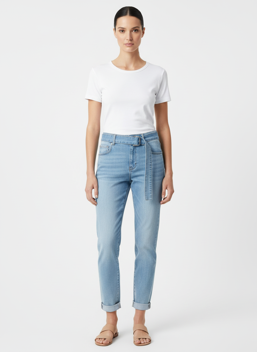 Calça Jeans CAOS Paper Bag com Cinto