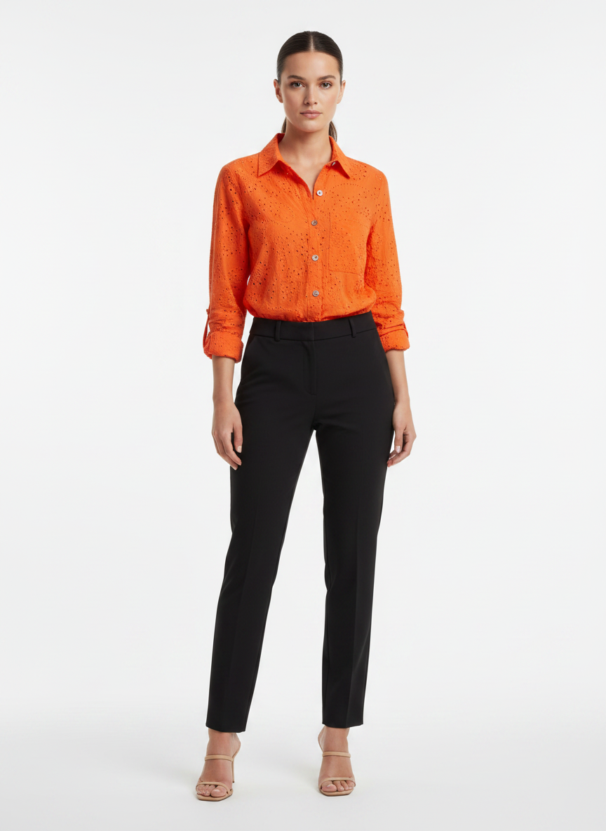 Camisa Broderie Anglaise Laranja - ESPAÇO LOVE / M