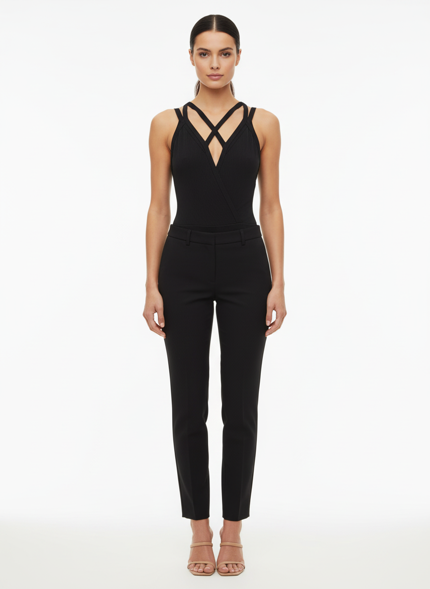 Body Feminino Cruzado de Malha - Skunk / M