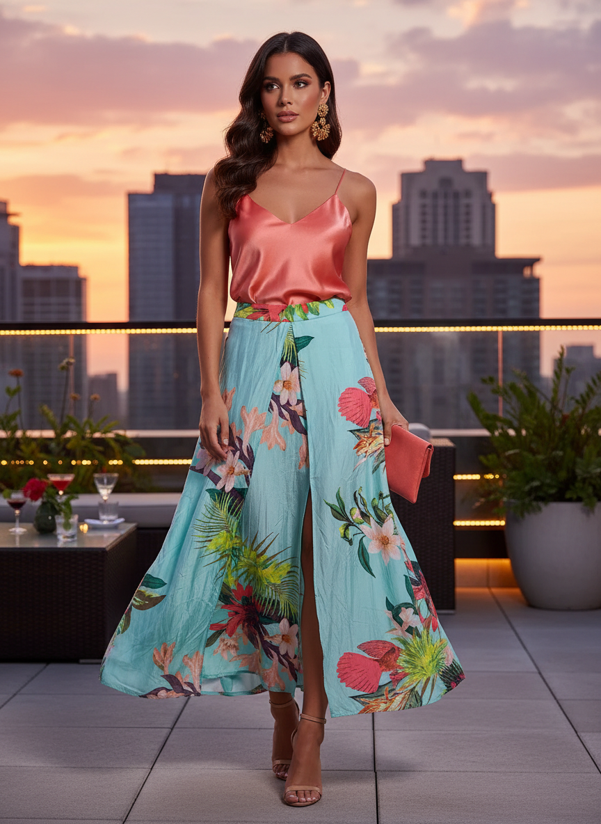 Saia Longa Estampada Floral Tropical - DRESS TO / P