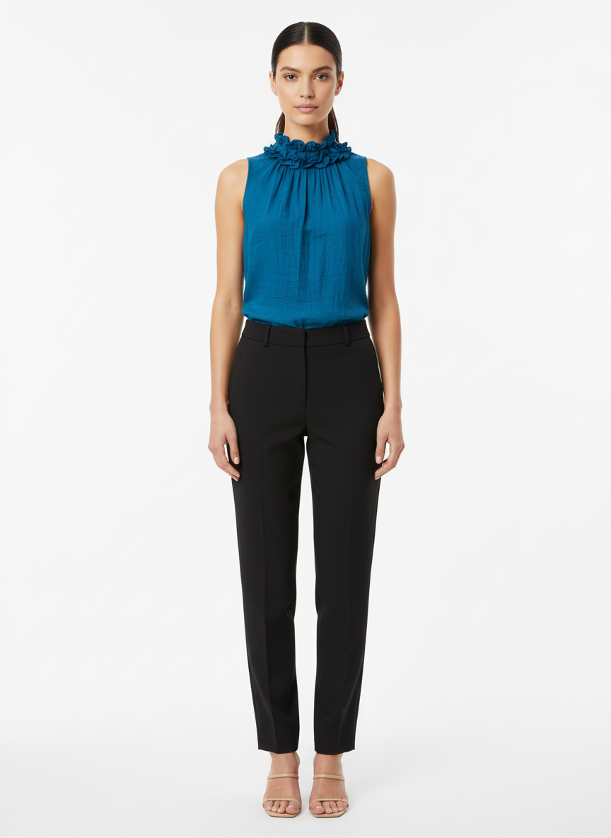 Blusa Gola Franzida Sem Mangas - Skunk / 36