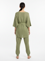 Conjunto tricot calça e blusa com amarração verde - SEM MARCA | M