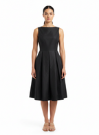 Vestido Preto Evasê Acetinado Sem Mangas - TRETTIORE / G