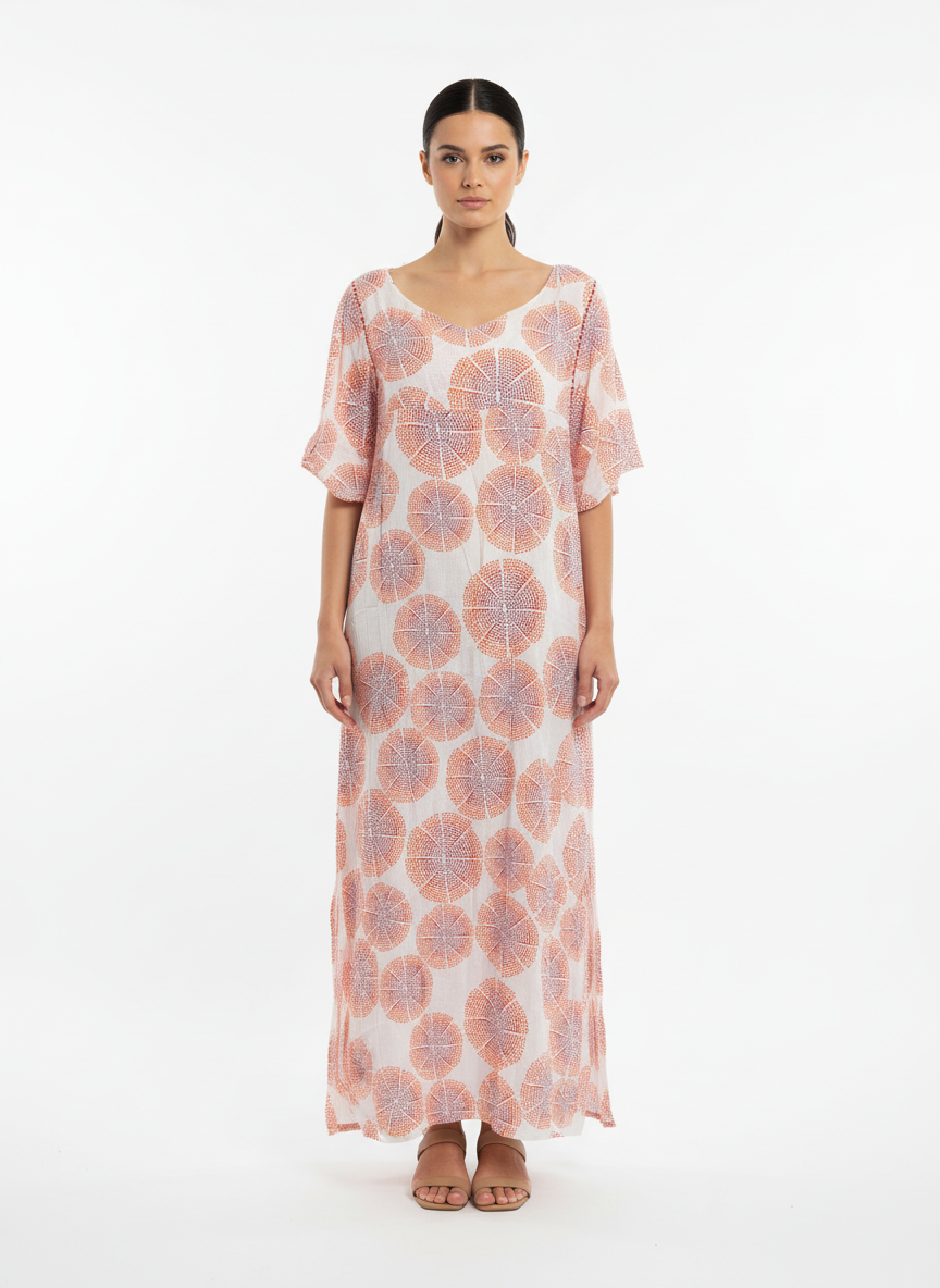 Vestido leve manga ampla detalhe pesponto estampado - RICHARDS | 42