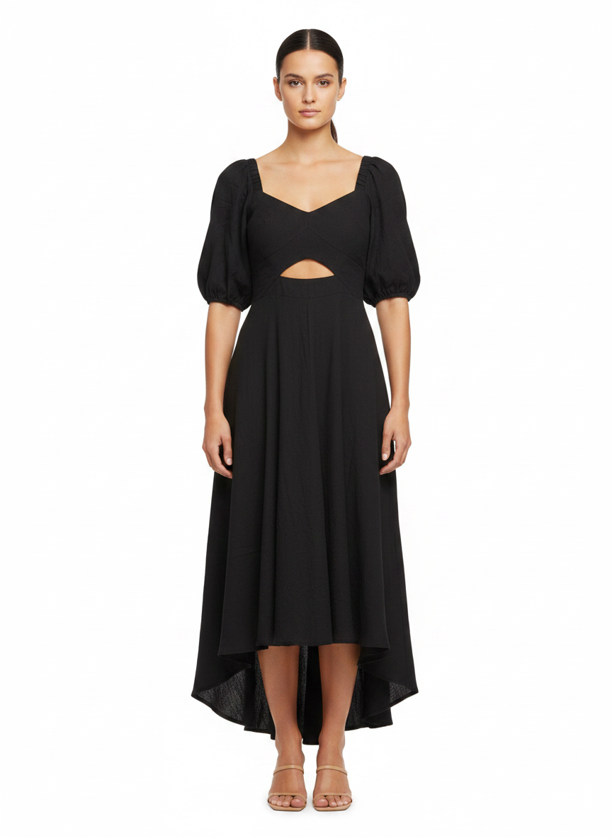 Vestido Midi Preto Cut-out Versátil - FARM / P