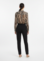 Camisa Manga Longa Estampa Zebra Preto e Creme - Canal/P