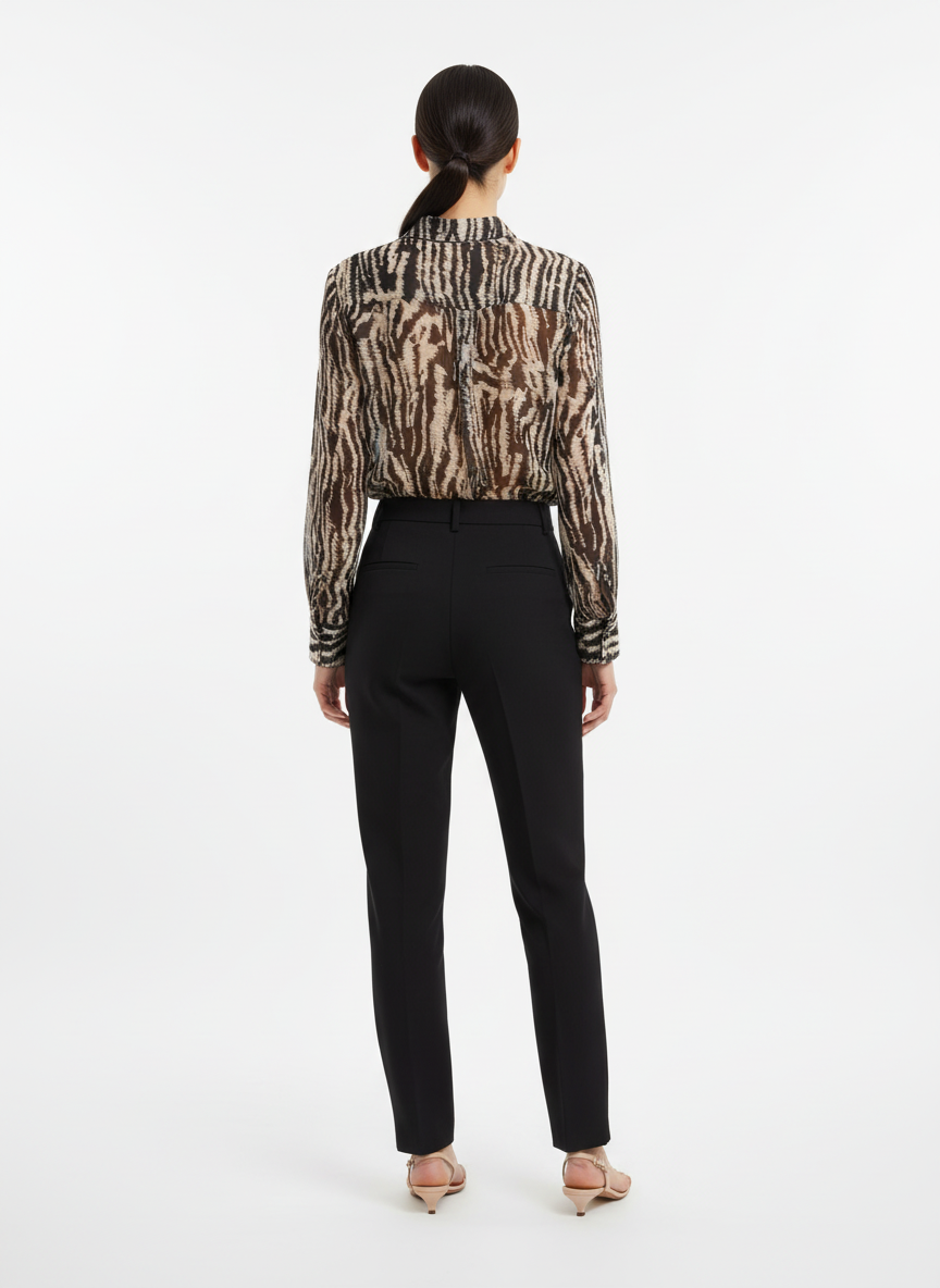 Camisa Manga Longa Estampa Zebra Preto e Creme - Canal/P