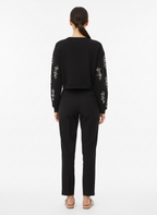 Moletom Cropped com Pedrarias Bordadas Preto - Caos/P