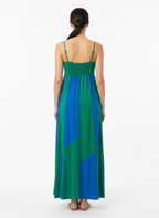 Vestido longo alça recorte verde e azul - FARM | M