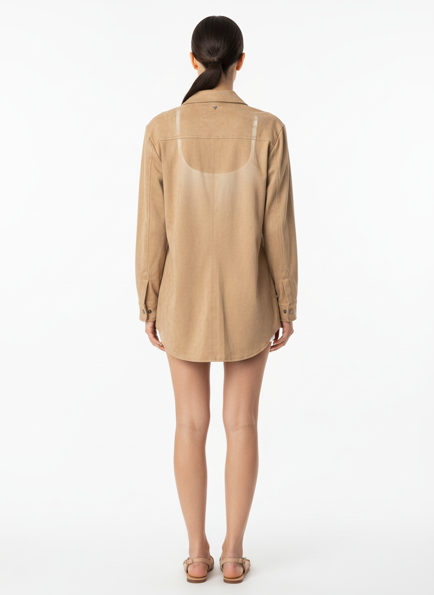 Sobrecamisa Jaqueta Falso Camurça Camel - Le Lis Blanc / 38