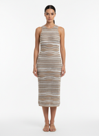 Vestido Midi Tricô Listrado - Animalle/U