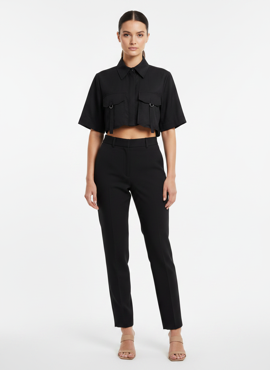 Blusa Cropped Tecido Leve - OPEN / G