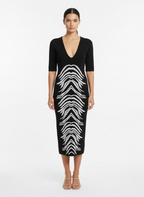Vestido tricot preto bordado em branco - CARMEN STEFFENS | M