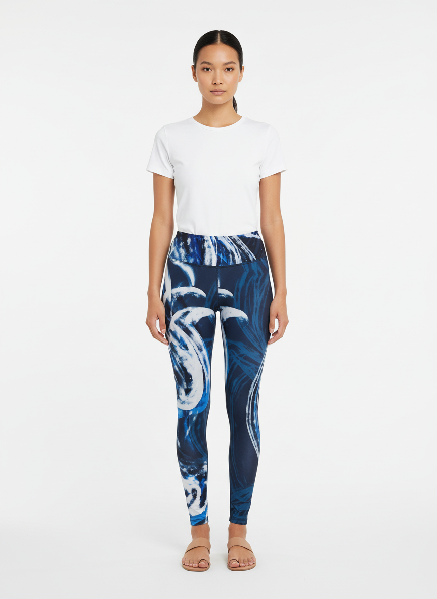 Calça legging esportiva estampada azul - CCM | P