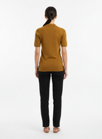 Blusa tricot gola polo com zíper verde musgo - CORTELLE | P