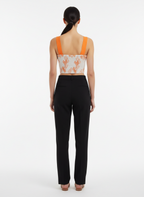 Cropped Laranja e Bege com Alça de Amarrar - Alphorria/M