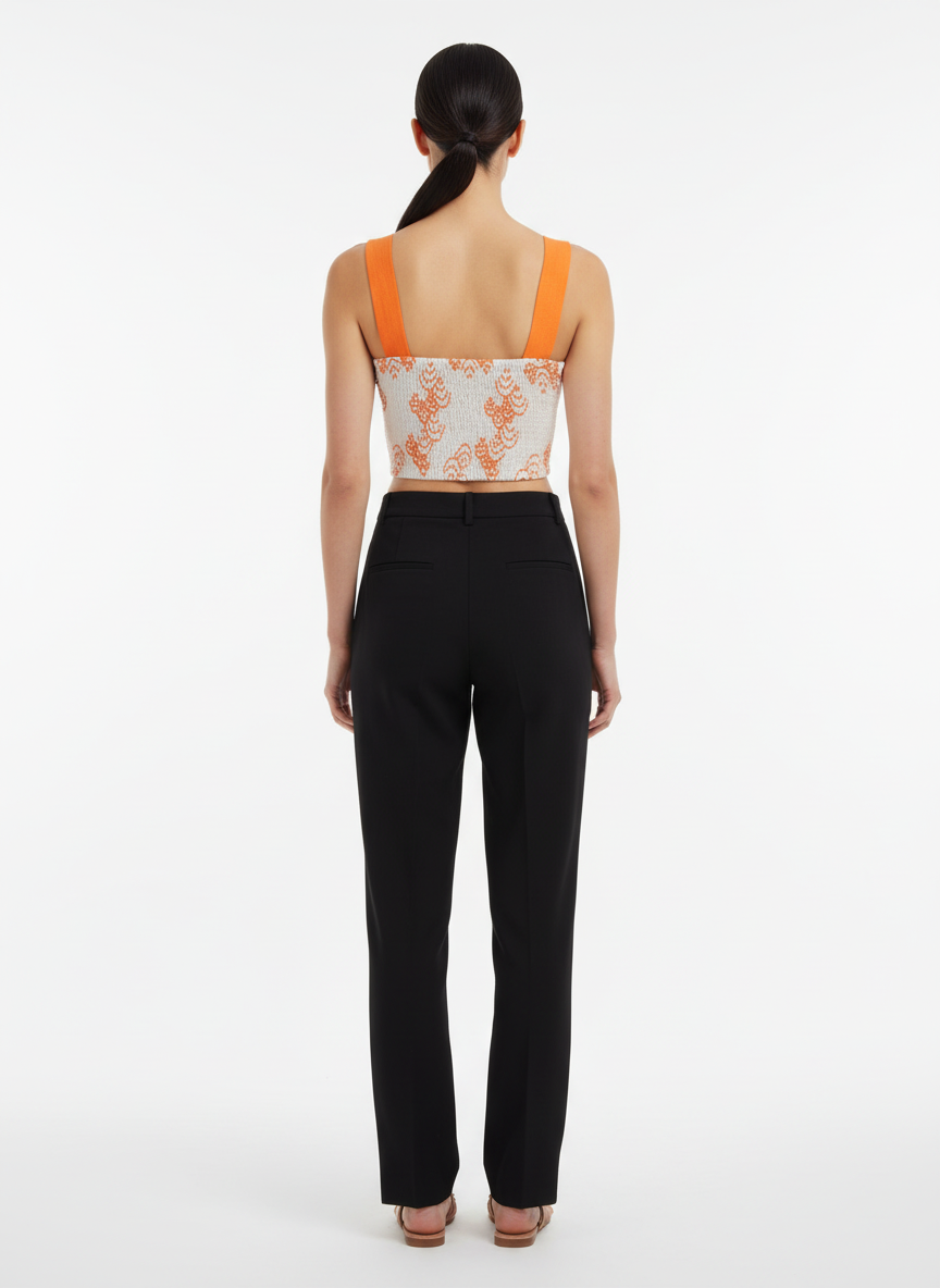 Cropped Laranja e Bege com Alça de Amarrar - Alphorria/M