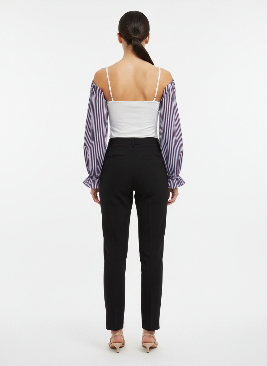 Camisa Feminina Listrada Gola V Casual Chic - ANIMALE / 36