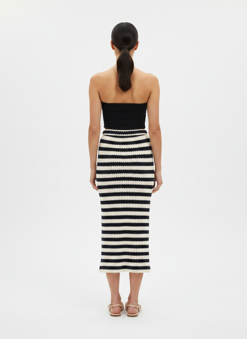 Saia Midi Tricot Listrada Casual Chic - NEXO / U