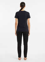 Blusa algodão manga curta gola careca preta - ZARA | P