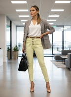 Calça Jeans Amarela Cintura Alta Desfiada - ANIMALE / 38