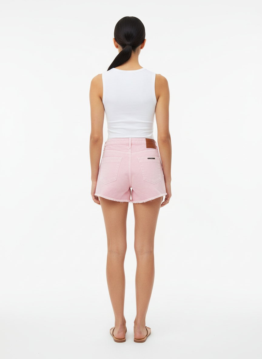 Short Jeans Barra Desfiada Rosa Claro - Canal/36