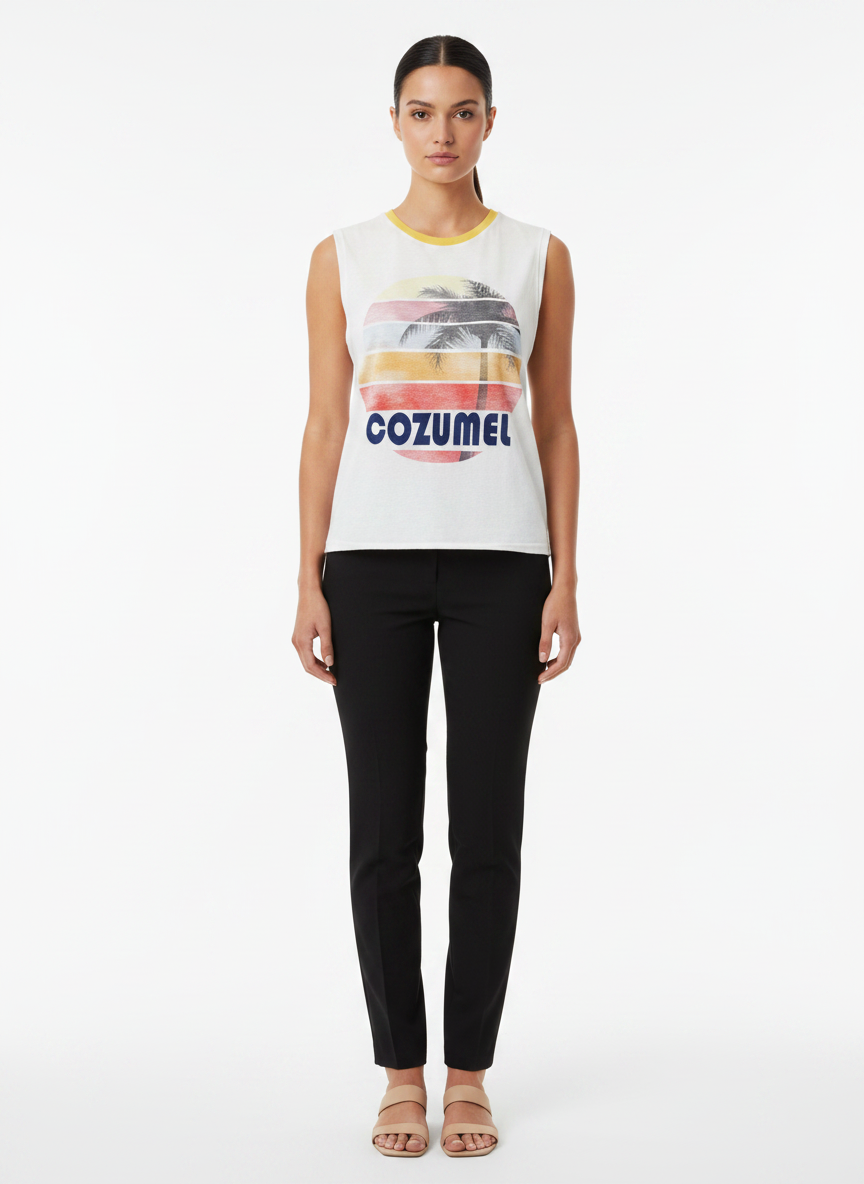 Blusa Estampada Regata Cozumel Algodão - Canal / PP
