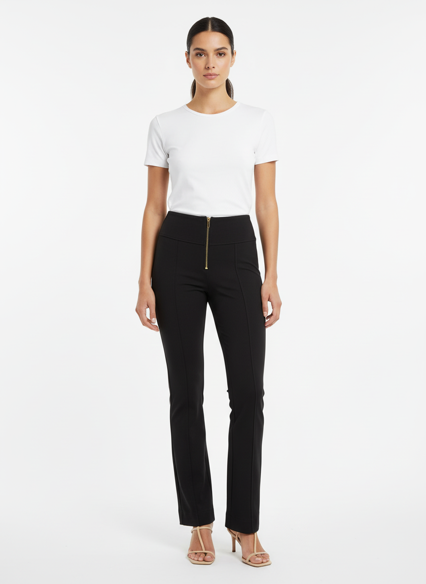 Calça com Zíper Frontal Preta /P
