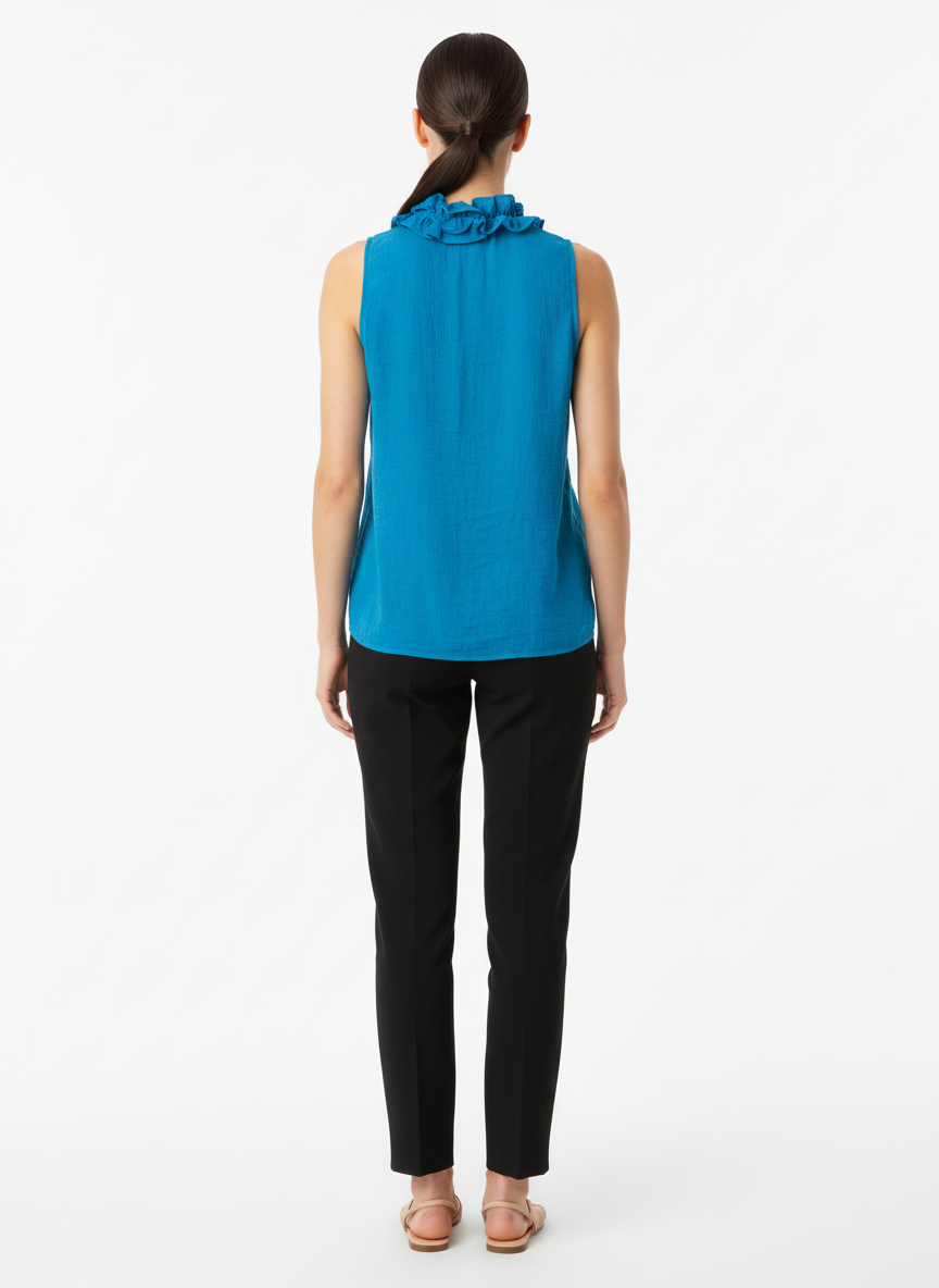 Blusa Gola Franzida Sem Mangas - Skunk / 36
