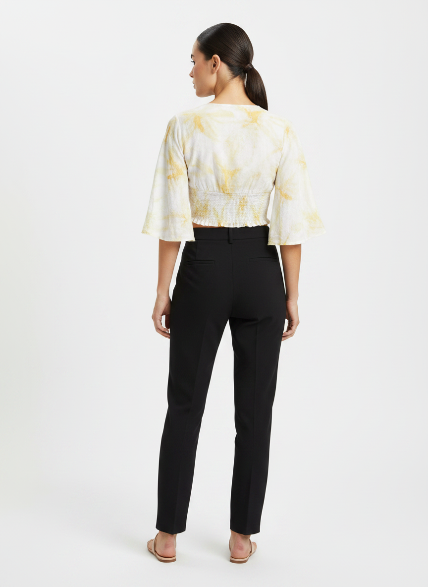 Blusa Cropped Estampada Floral V-Neck - DRESS TO / PP